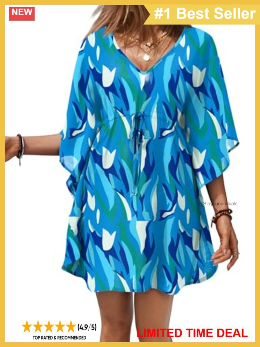 Sheer Chiffon Floral Print Swimsuit Cover Up Ruffle Hem Tie Front Beach Dress
